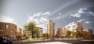 Visualisation image of the New Hendon Village closest to the Willow Gardens.